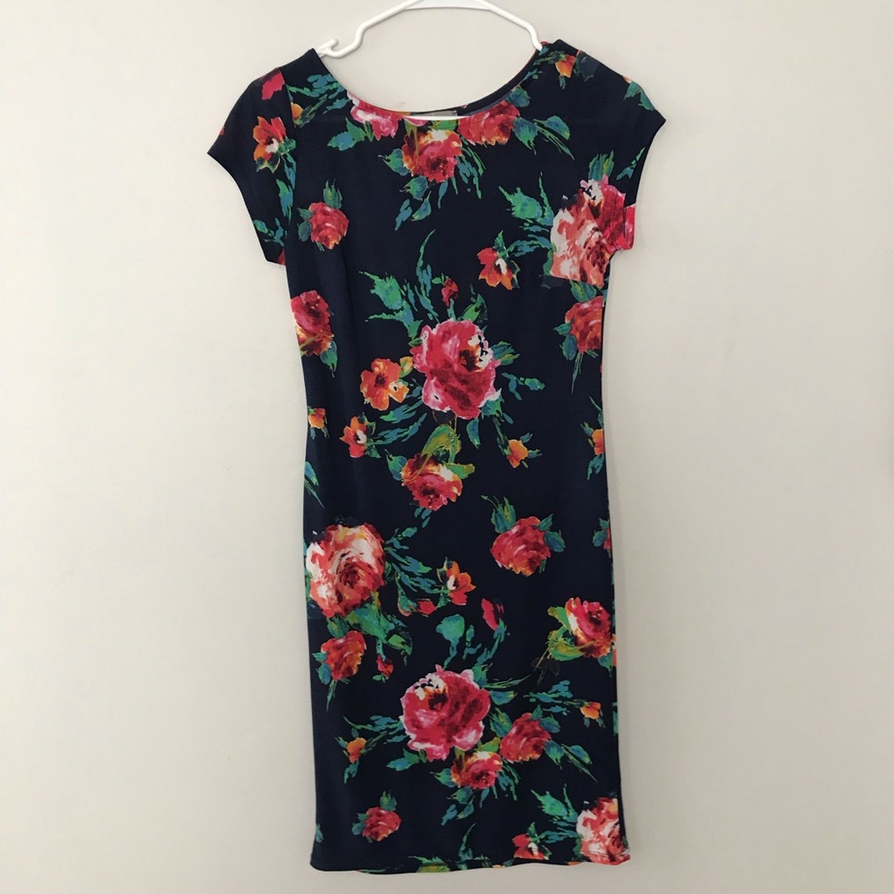 Navy Blue floral print dress